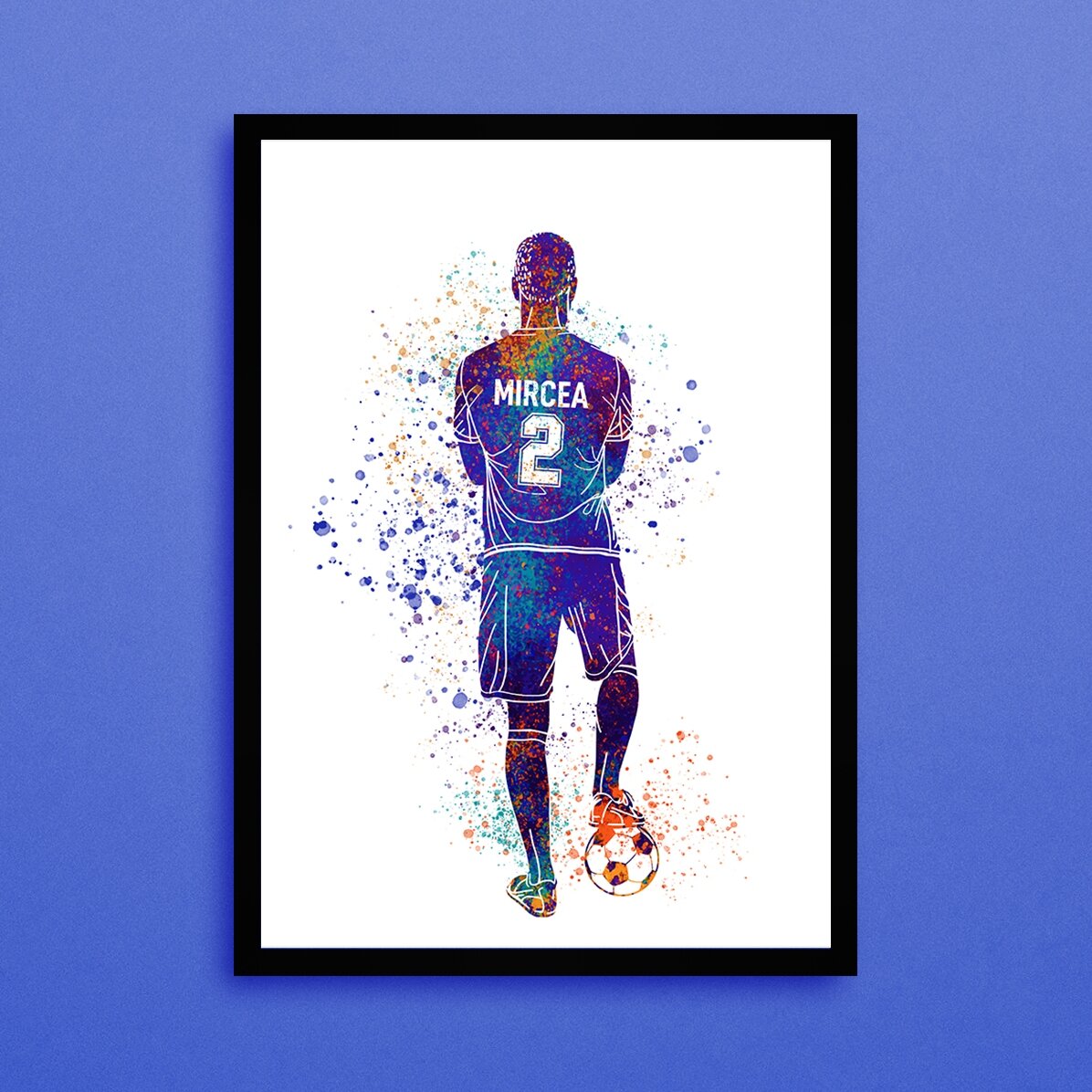 Tablou personalizat cu numele și numărul tău de jucător - Fotbal