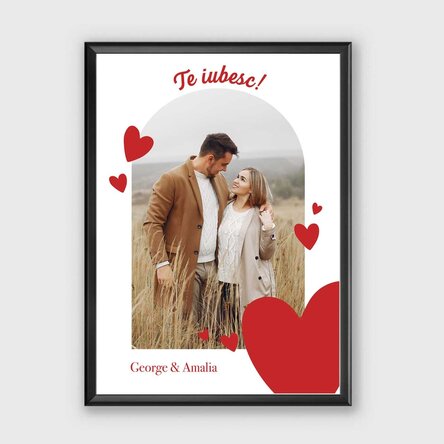 Tablou personalizat cu o poză și mesaj - Happy Valentine