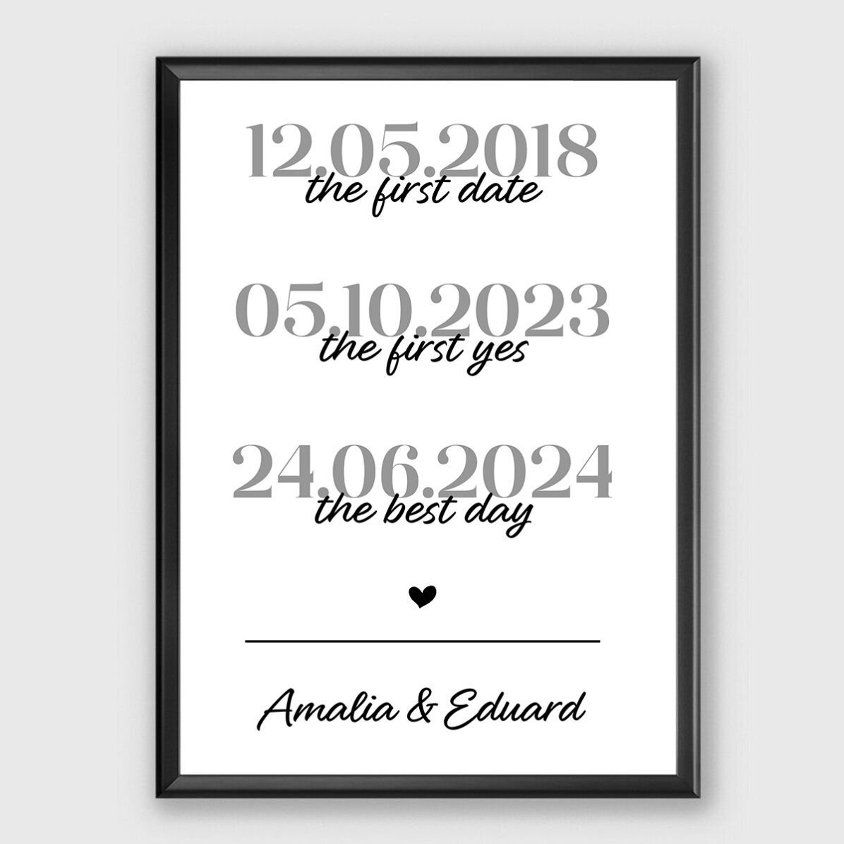 Tablou personalizat cu text - Cronologia iubirii