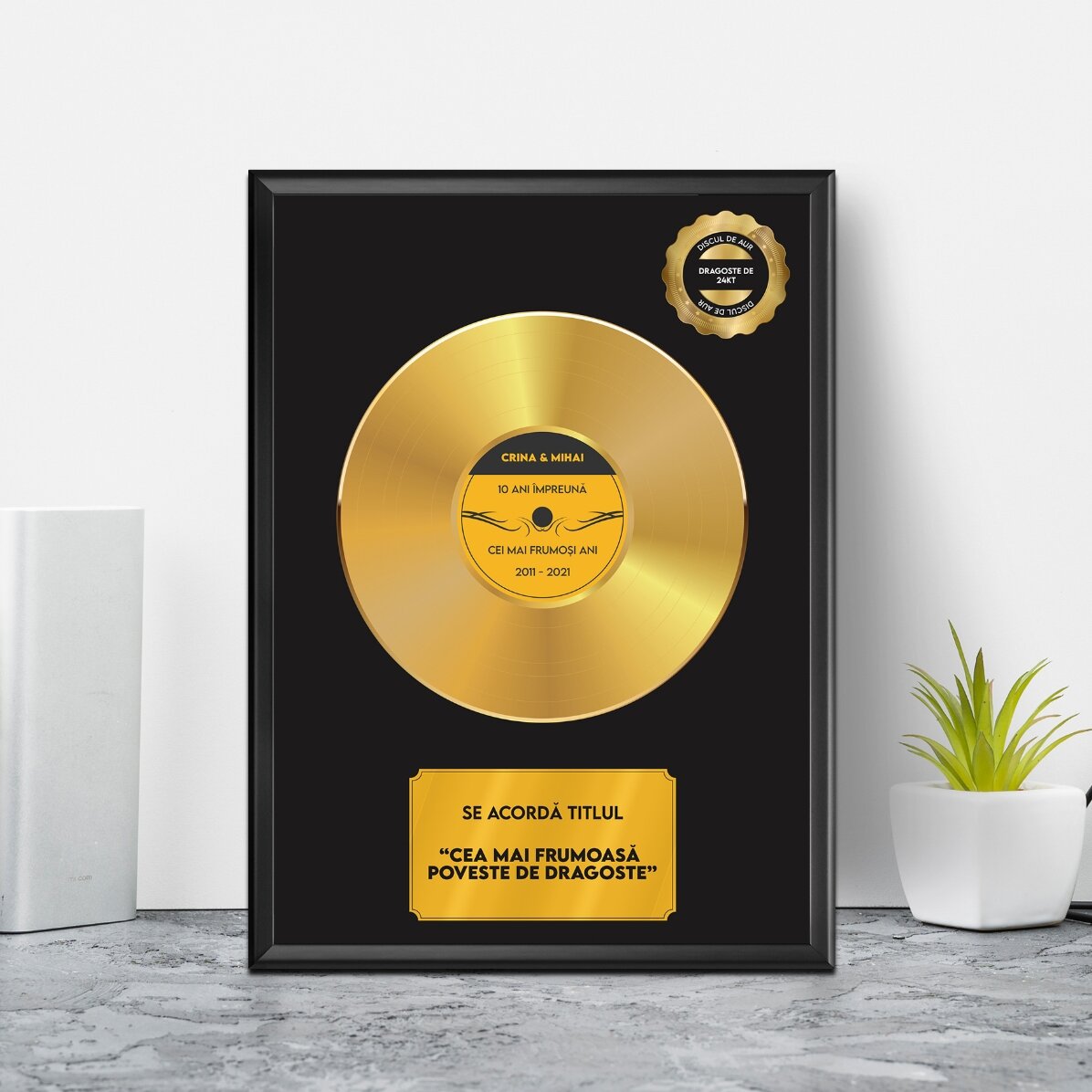 Tablou personalizat cu text - Discul de aur