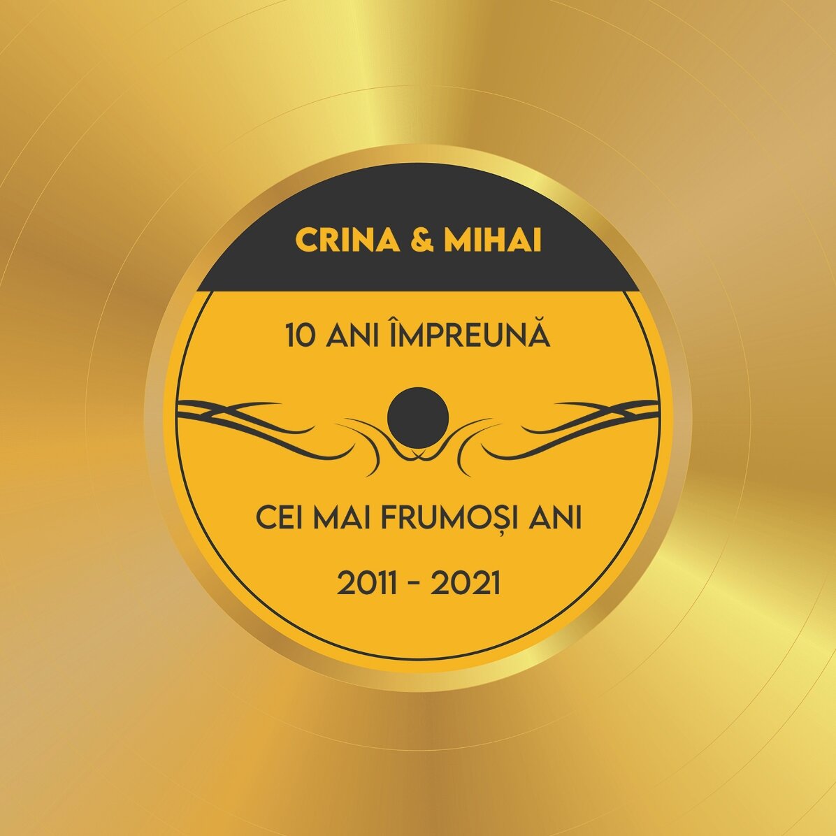 Tablou personalizat cu text - Discul de aur