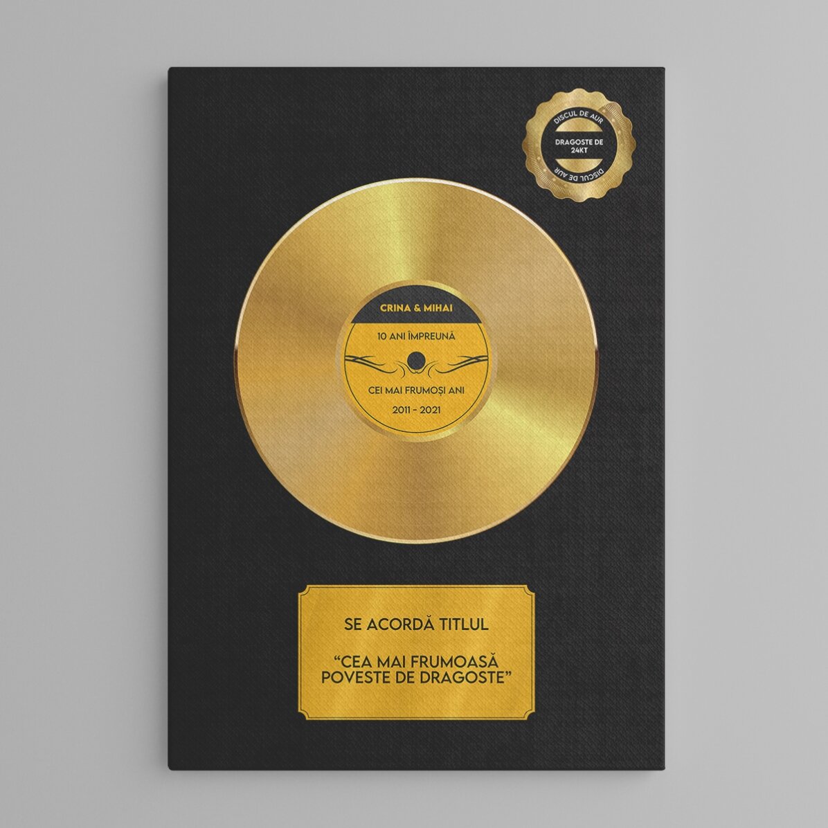 Tablou personalizat cu text - Discul de aur