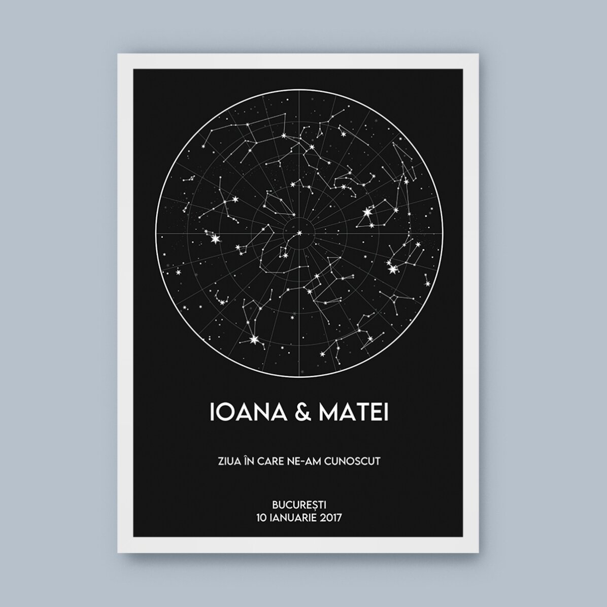 Tablou personalizat cu text - Harta stelelor