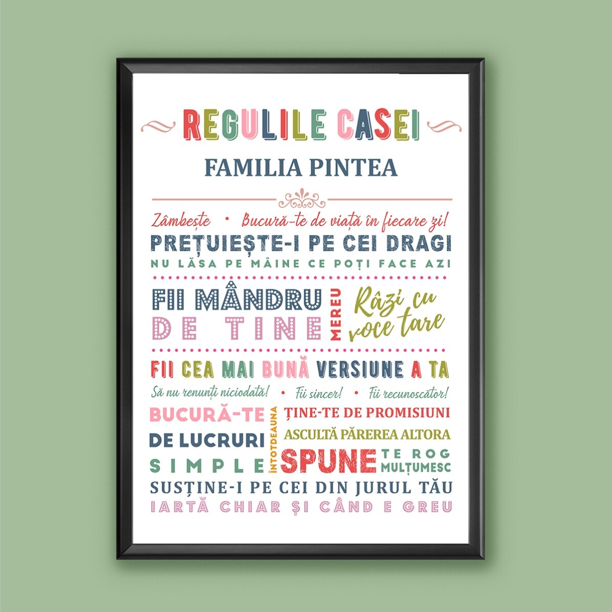 Tablou personalizat cu text - Regulile casei