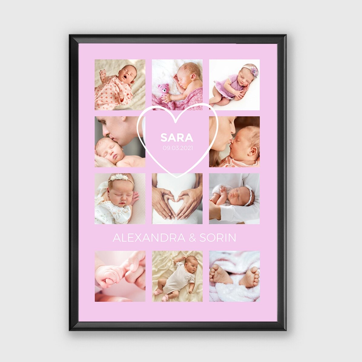 Tablou personalizat cu text și 11 poze - Baby girl