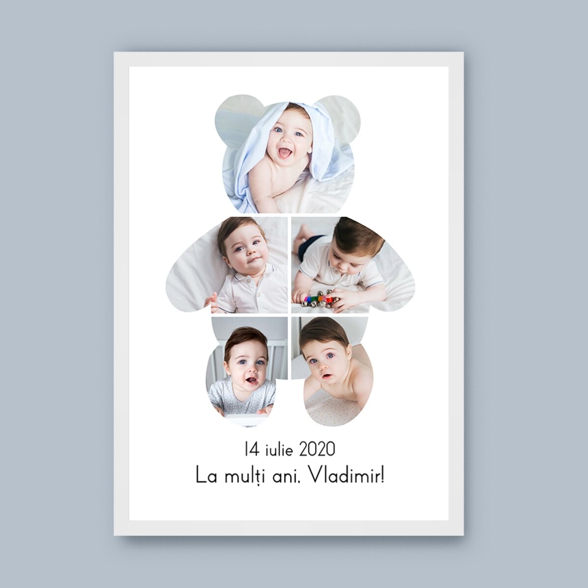 Tablou personalizat cu text și 5 fotografii - Teddy Bear