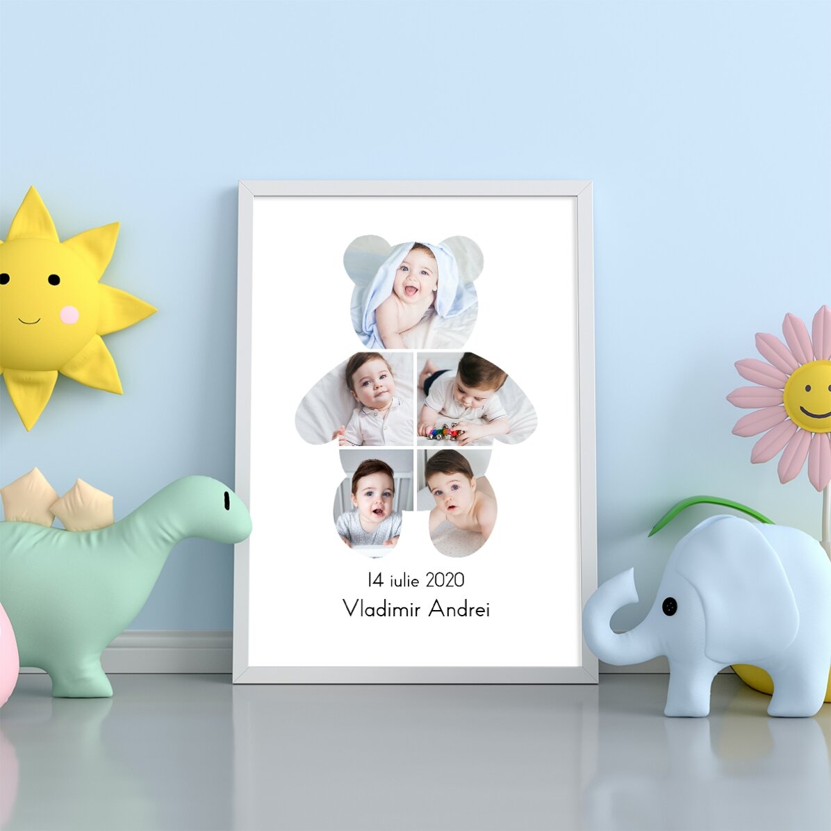 Tablou personalizat cu text și 5 fotografii - Teddy Bear