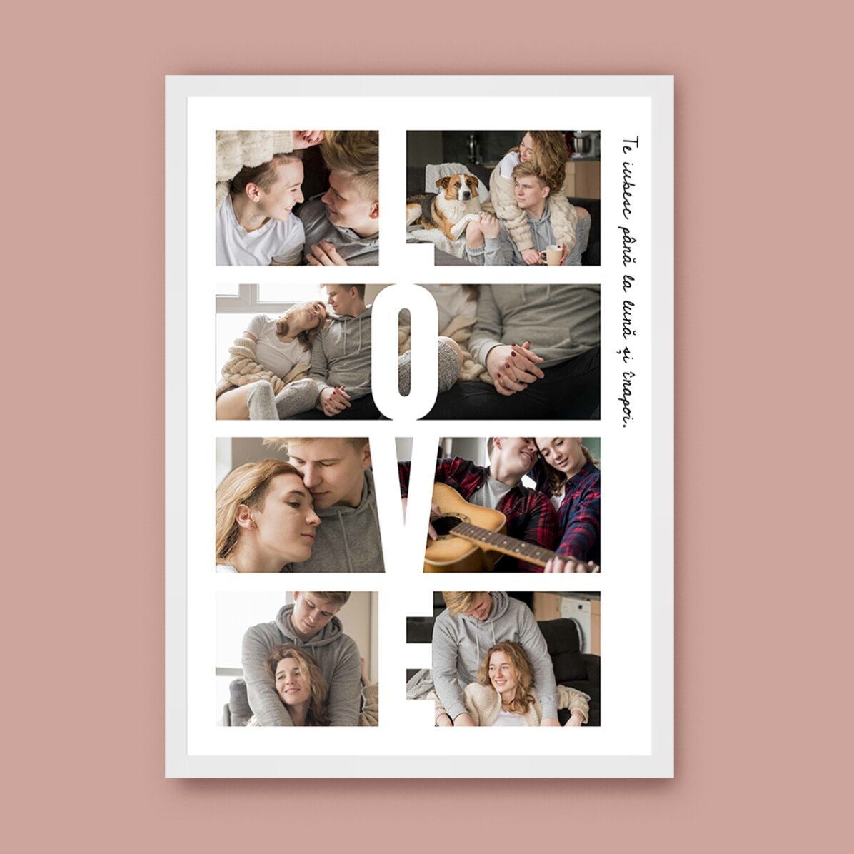 Tablou personalizat cu text și 8 poze - LOVE