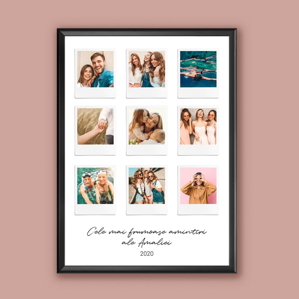 Tablou personalizat cu text și 9 poze stil Polaroid - Cele mai frumoase momente