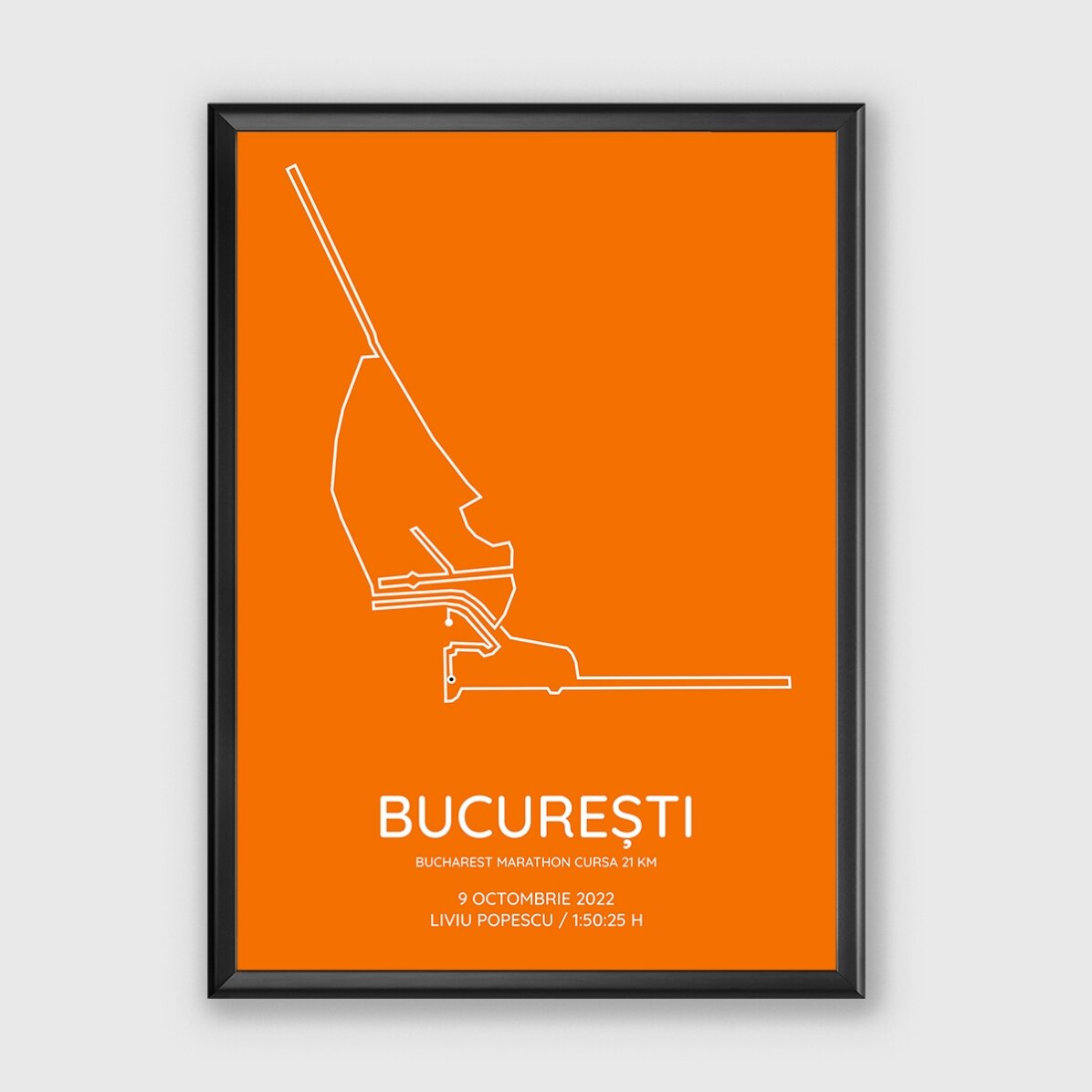 Tablou personalizat cu text și fundal colorat - Bucharest Marathon Cursa 21 km