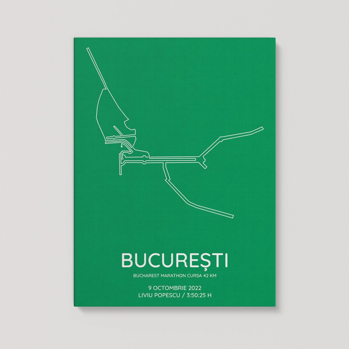 Tablou personalizat cu text și fundal colorat - Bucharest Marathon Cursa 42 km