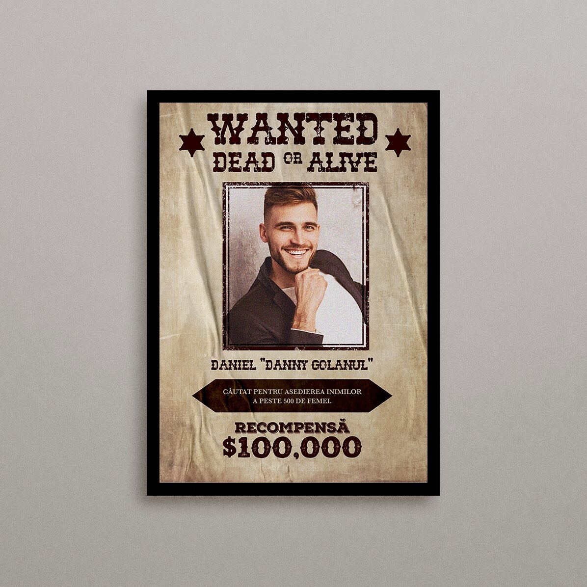 Tablou personalizat cu text și poză - Wanted