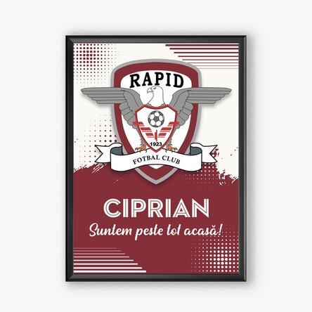 Tablou personalizat FC Rapid personalizat cu nume și mesaj