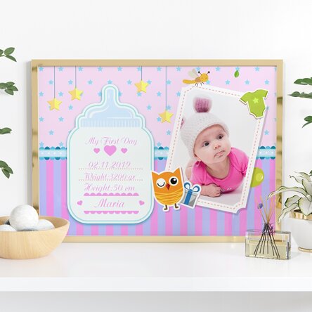 Tablou personalizat pentru nou născuți - Fetițe