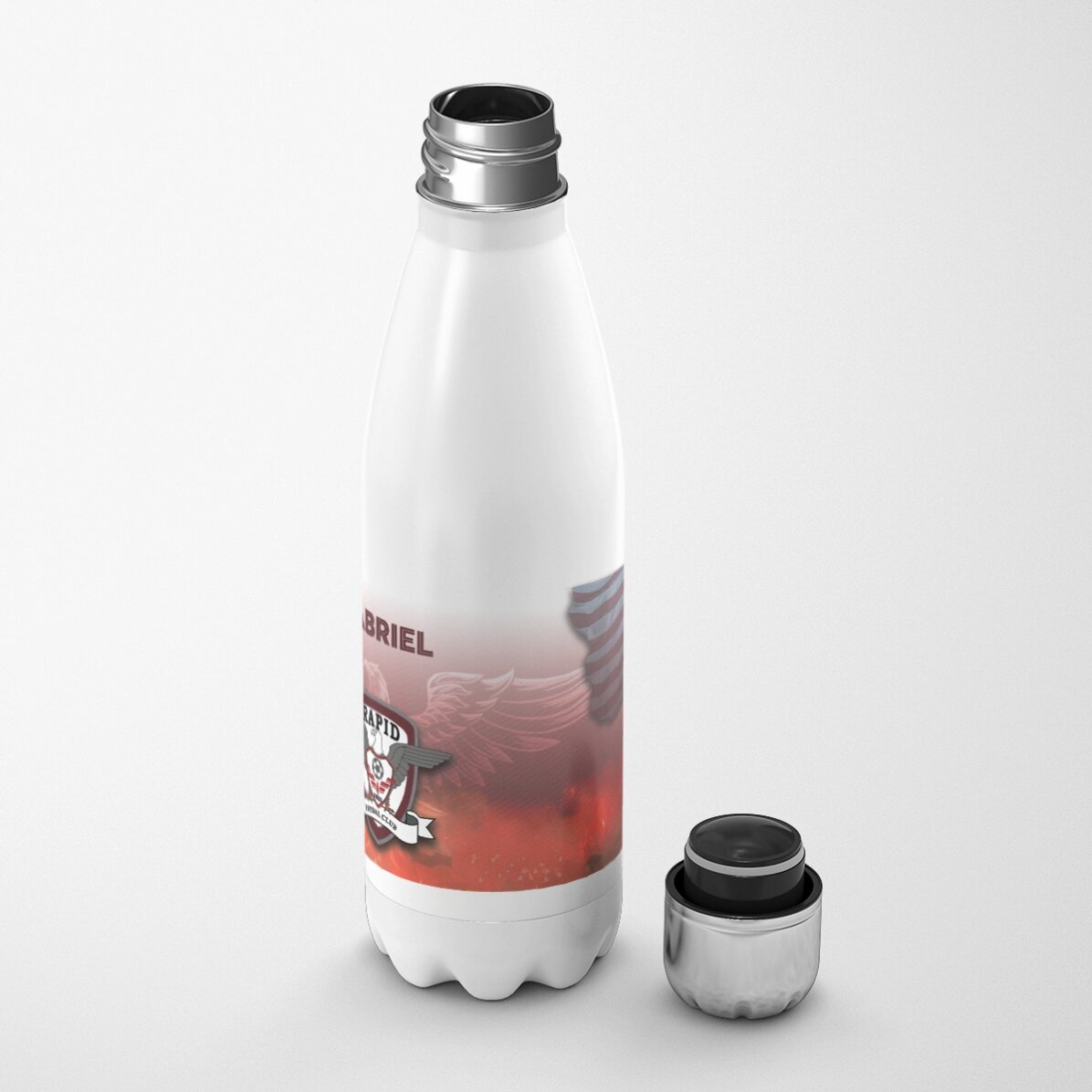 Termos cu bază albă FC Rapid personalizat cu nume - Galeria Rapid