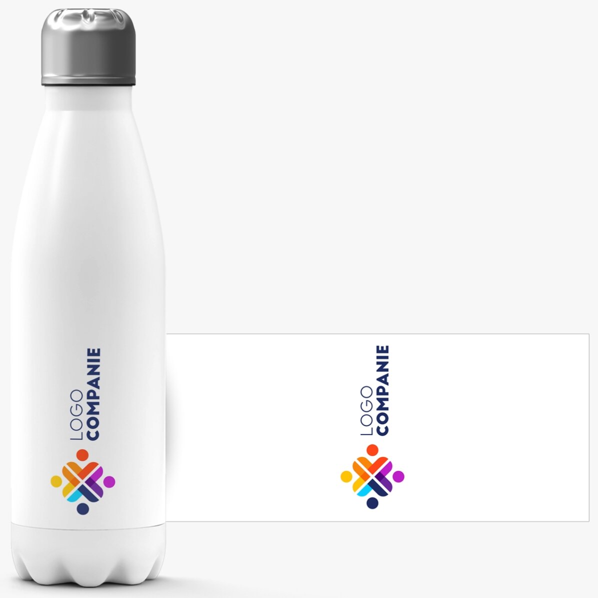 Termos cu bază albă personalizat cu logo 