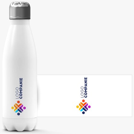 Termos cu bază albă personalizat cu logo 