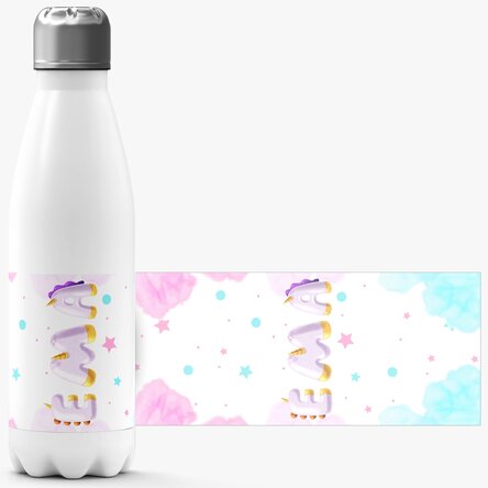 Termos cu bază albă personalizat cu nume - Unicorn special