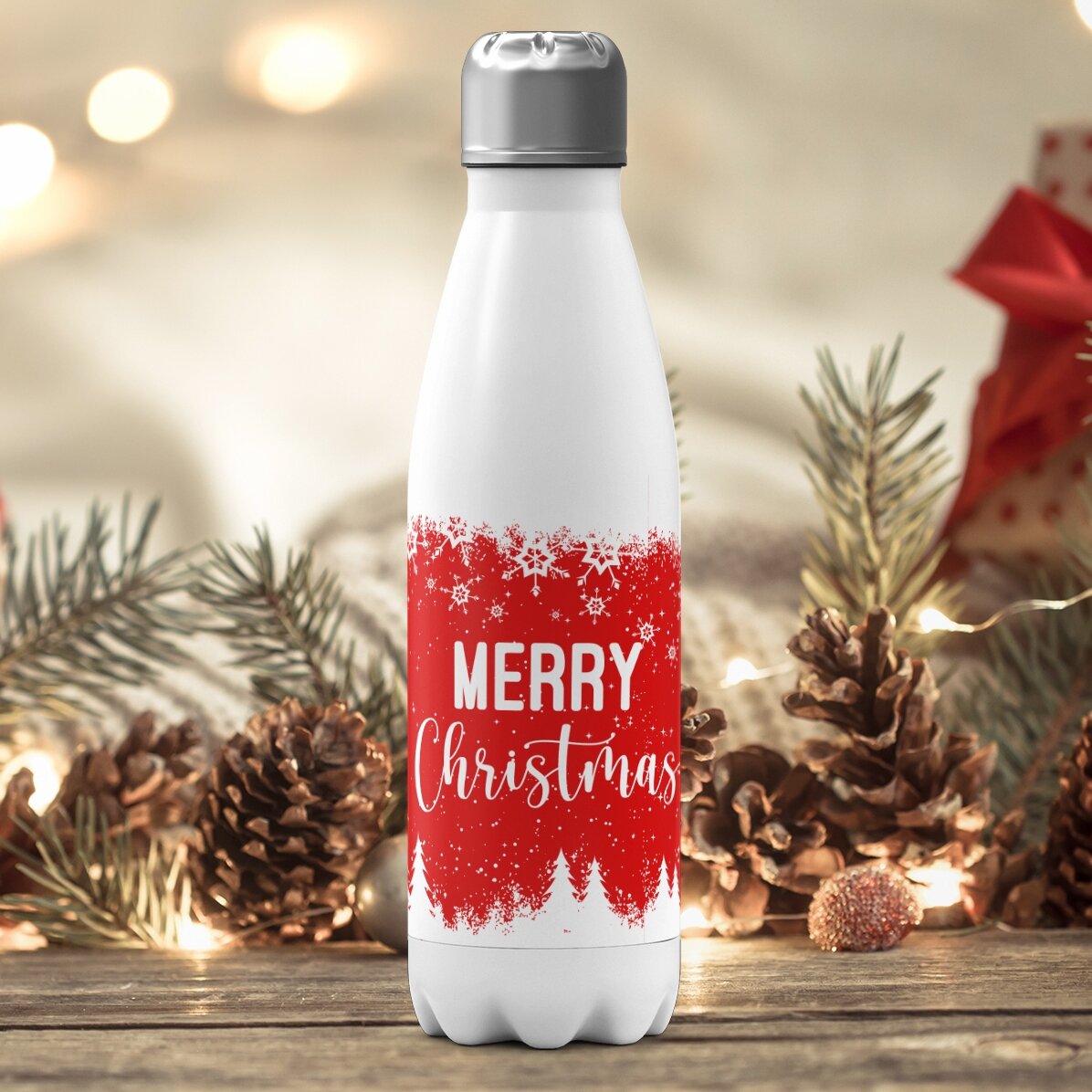 Termos cu bază albă personalizat cu nume - Winter spirit