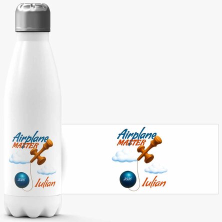 Termos cu bază albă personalizat cu text - Airplane Master