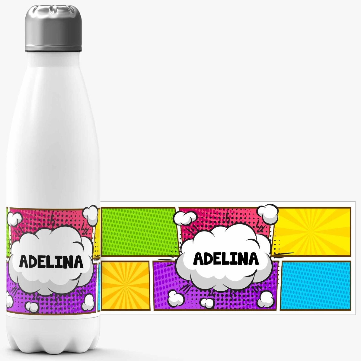 Termos cu bază albă personalizat cu text - Comics