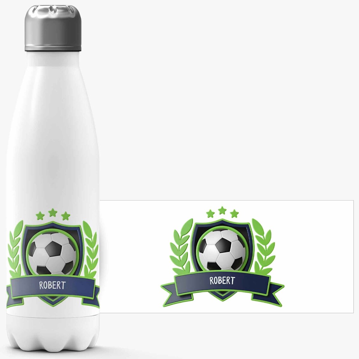 Termos cu bază albă personalizat cu text - Fotbal