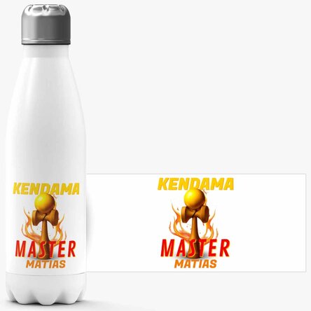 Termos cu bază albă personalizat cu text - Kendama Master