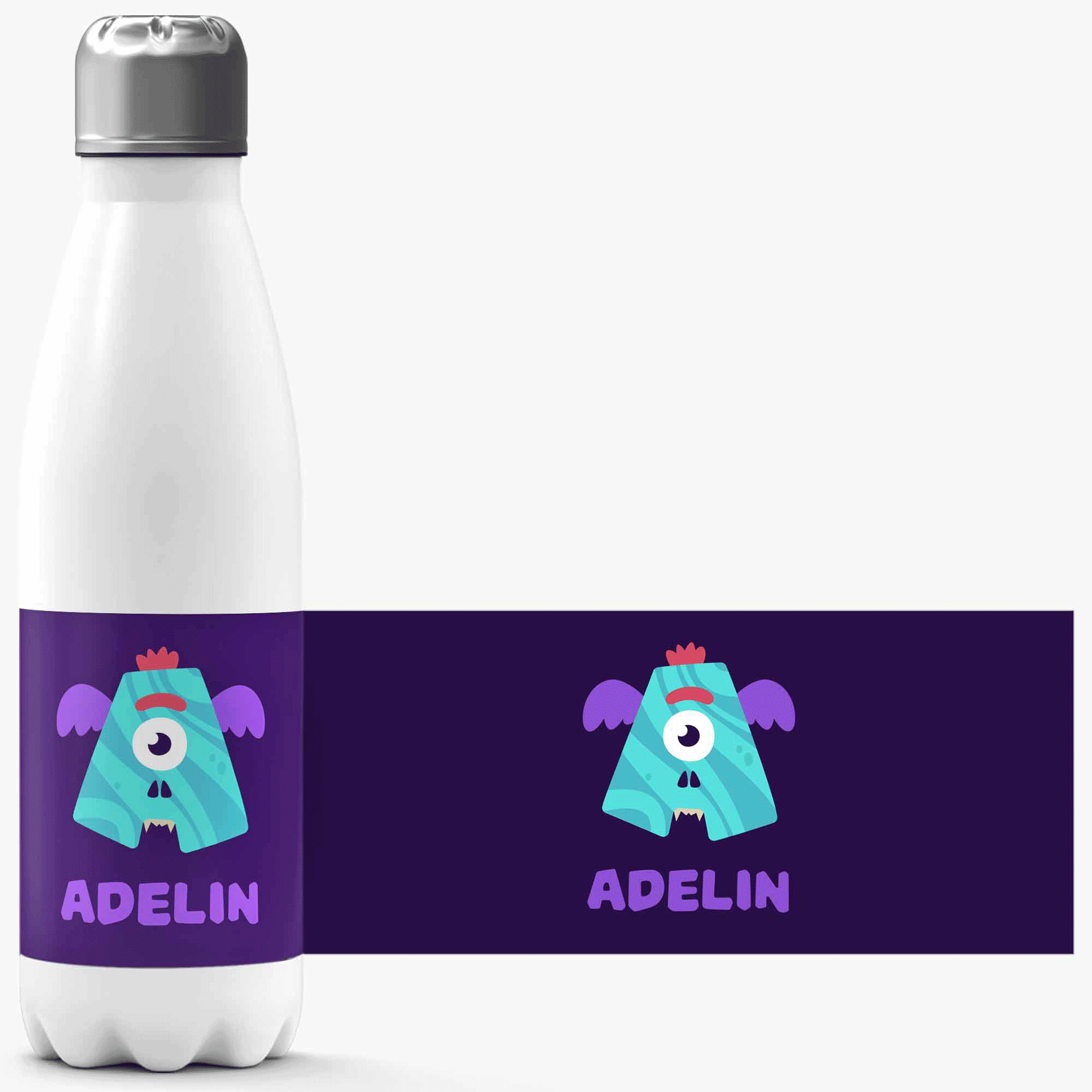 Termos cu bază albă personalizat cu text  - Monstruleț