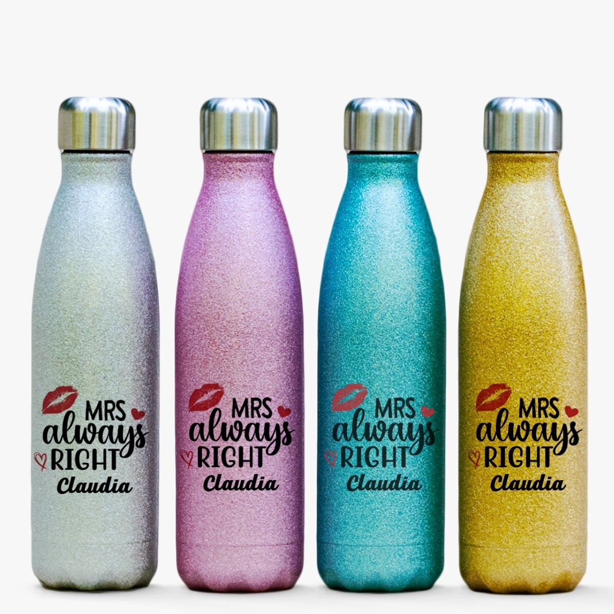 Termos cu glitter personalizat cu nume - Mrs. Always Right