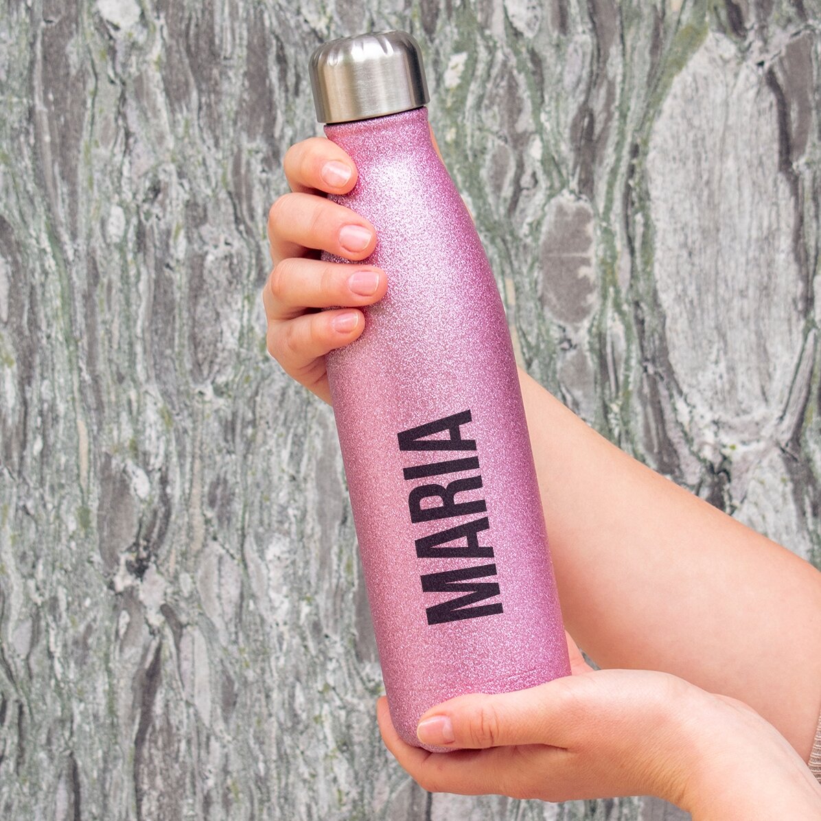 Termos cu glitter personalizat cu nume