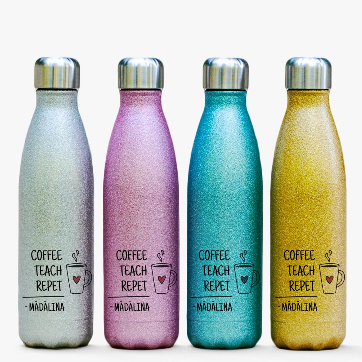 Termos cu glitter personalizat cu text - Coffee