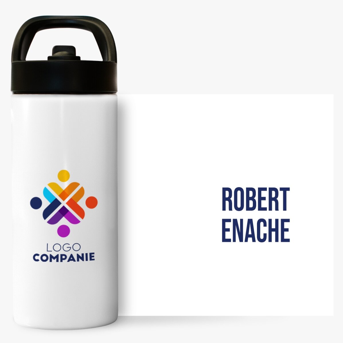 Termos cu mâner și pai personalizat cu logo și nume