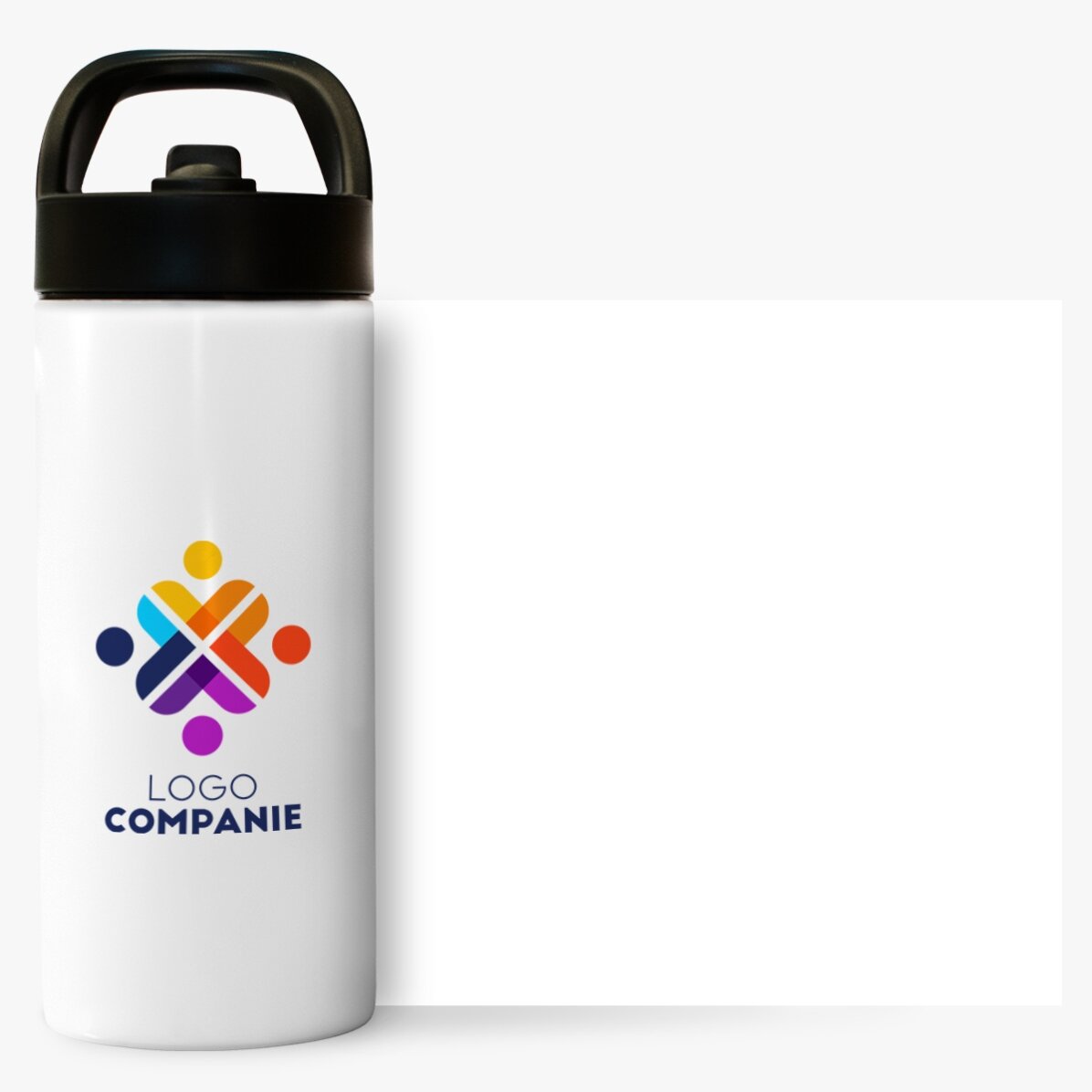 Termos cu mâner și pai personalizat cu logo