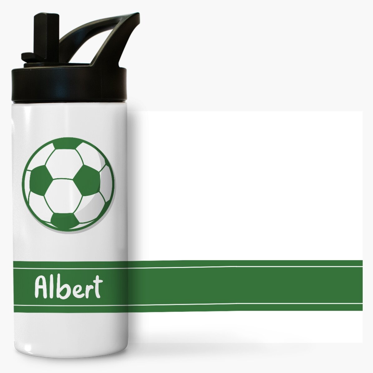 Termos cu mâner și pai personalizat cu nume - Fotbal