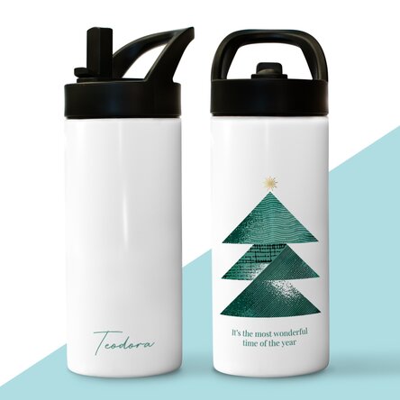 Termos cu mâner și pai personalizat cu text - Wonderful time