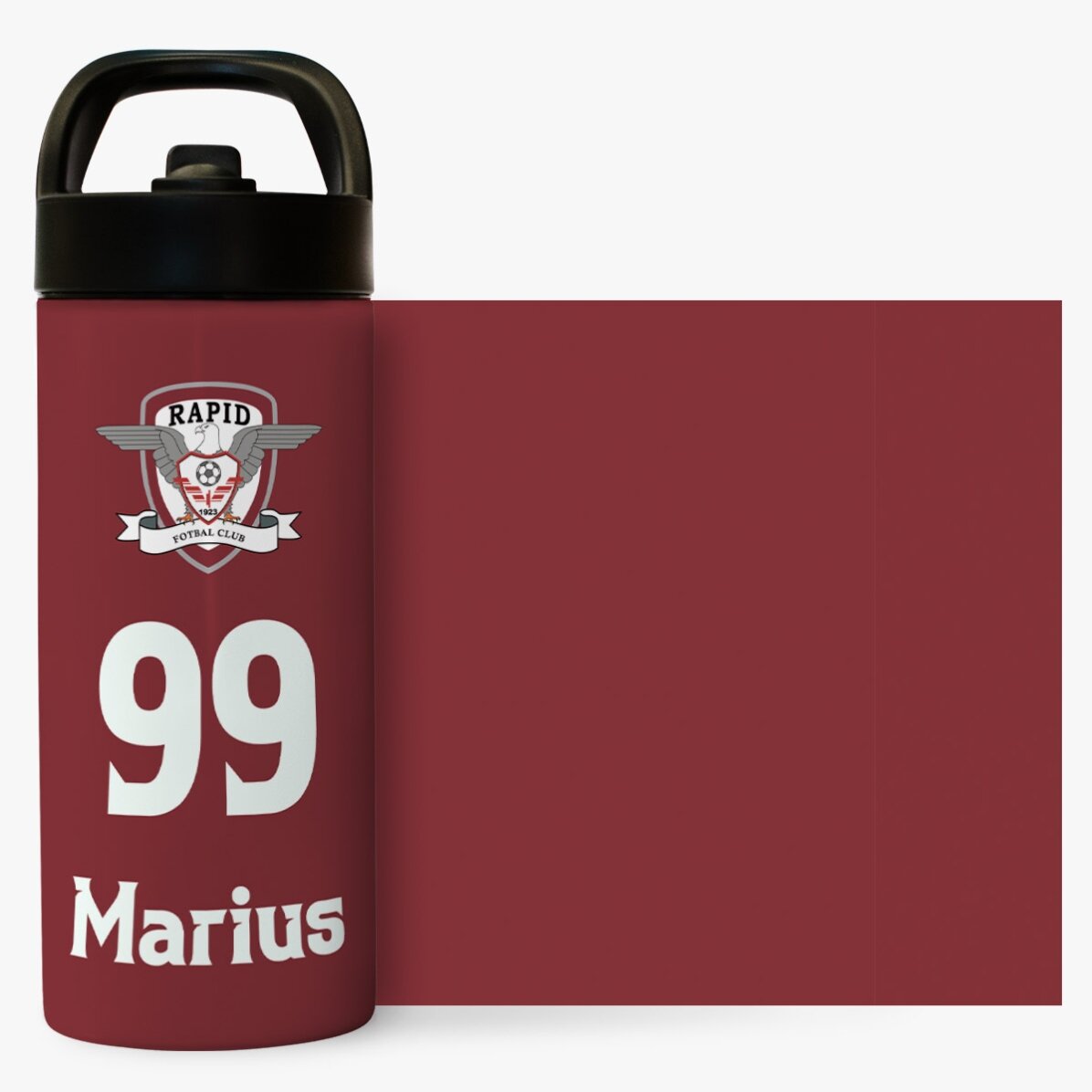Termos FC Rapid cu mâner și pai personalizat cu nume și număr