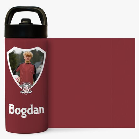 Termos FC Rapid cu mâner și pai personalizat cu nume și poză