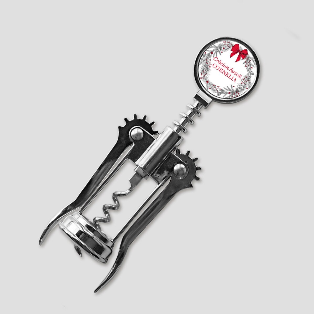 Tirbușon personalizat cu o fotografie și mesaj de Crăciun