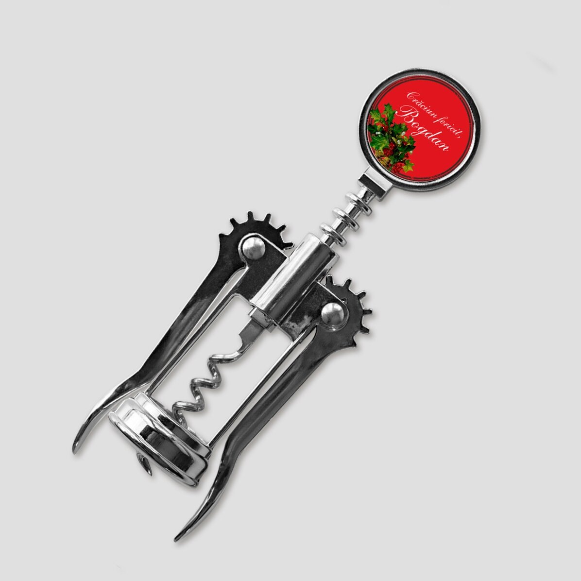 Tirbușon personalizat cu text - Moș Crăciun