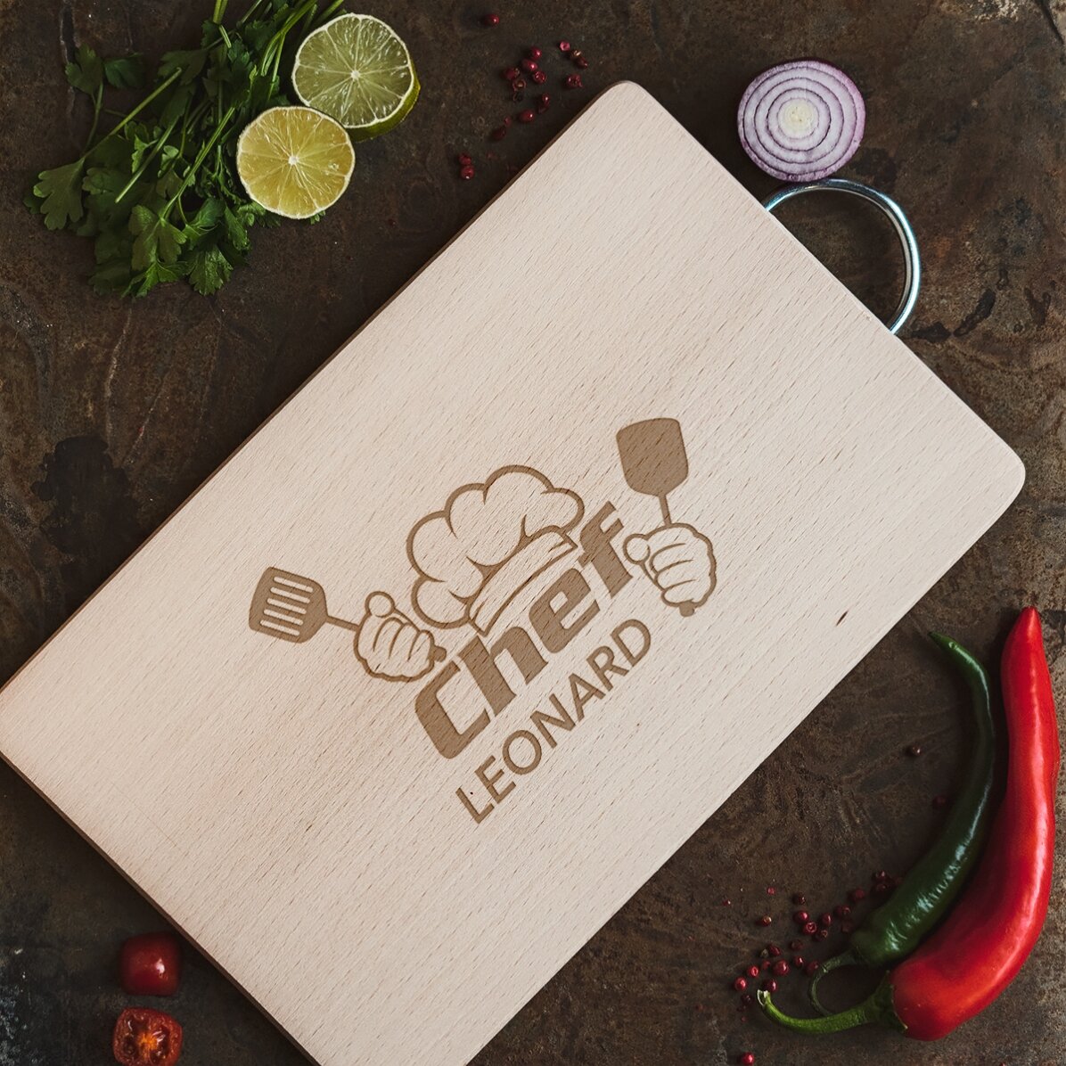 Tocător personalizat cu text - Chef Puternic