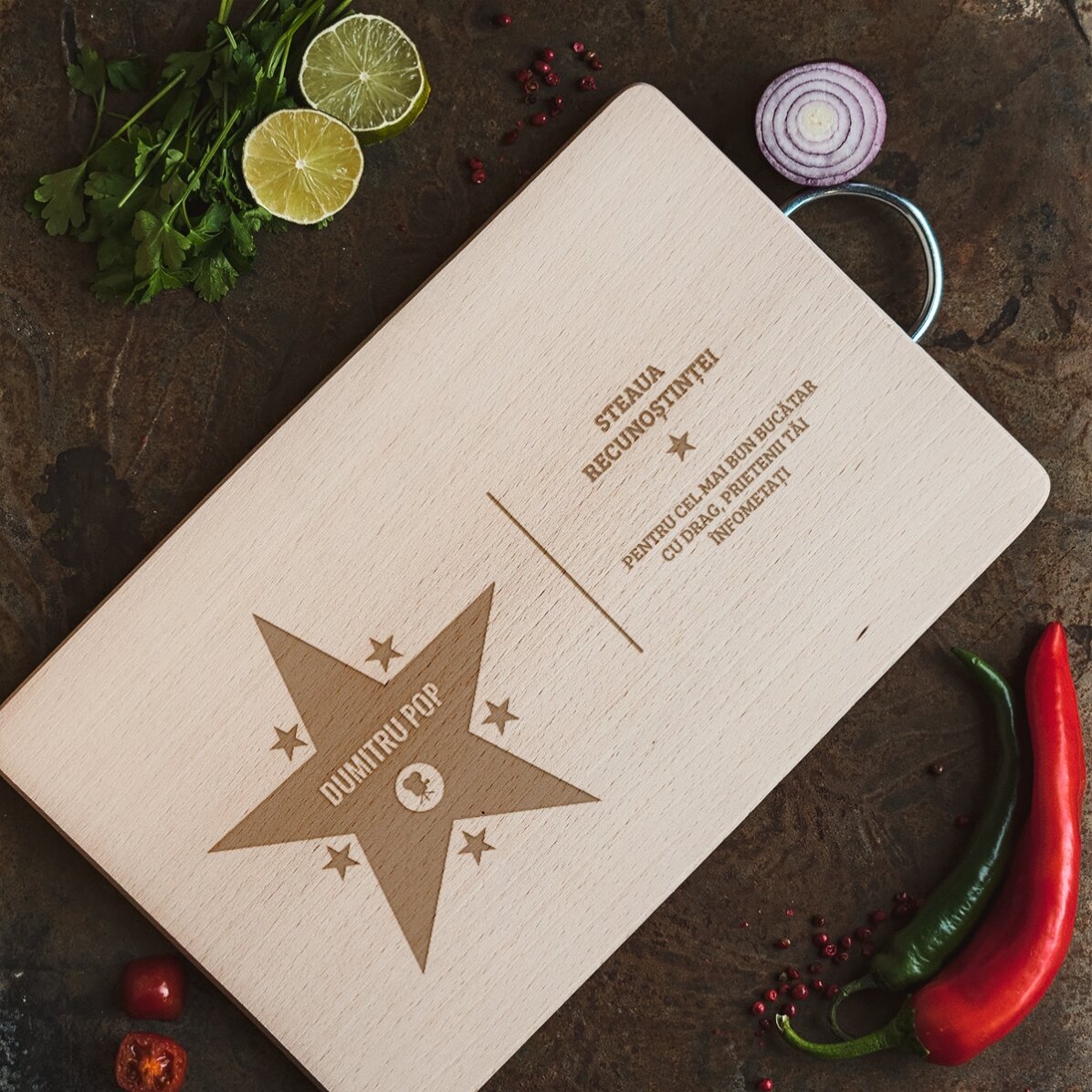Tocător personalizat cu text - Steaua Recunoștinței