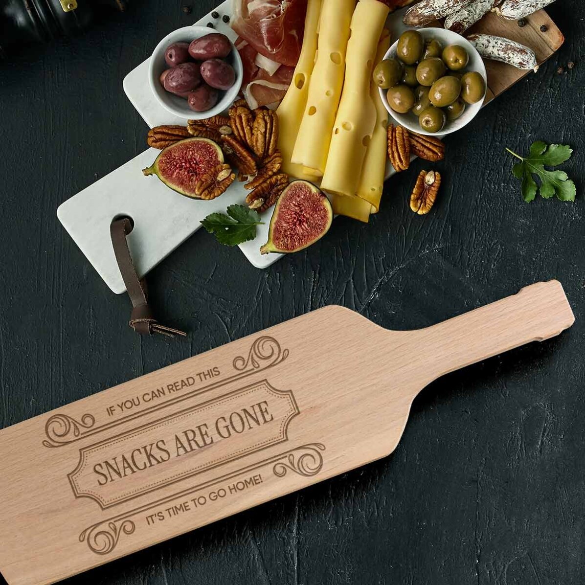 Tocător pentru brânzeturi în formă de sticlă personalizat - Snacks 