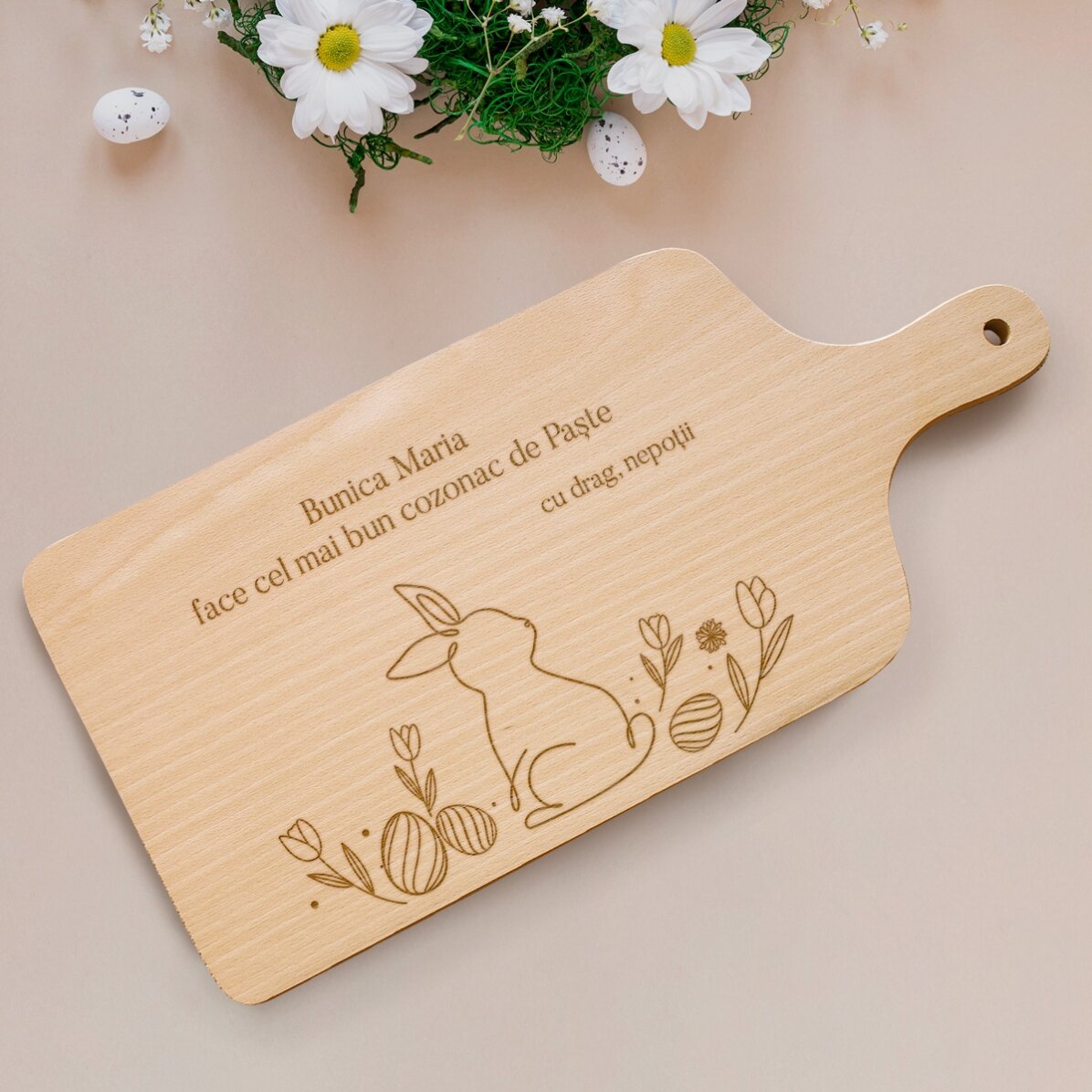 Tocător personalizat cu text - Iepuraș de Paște