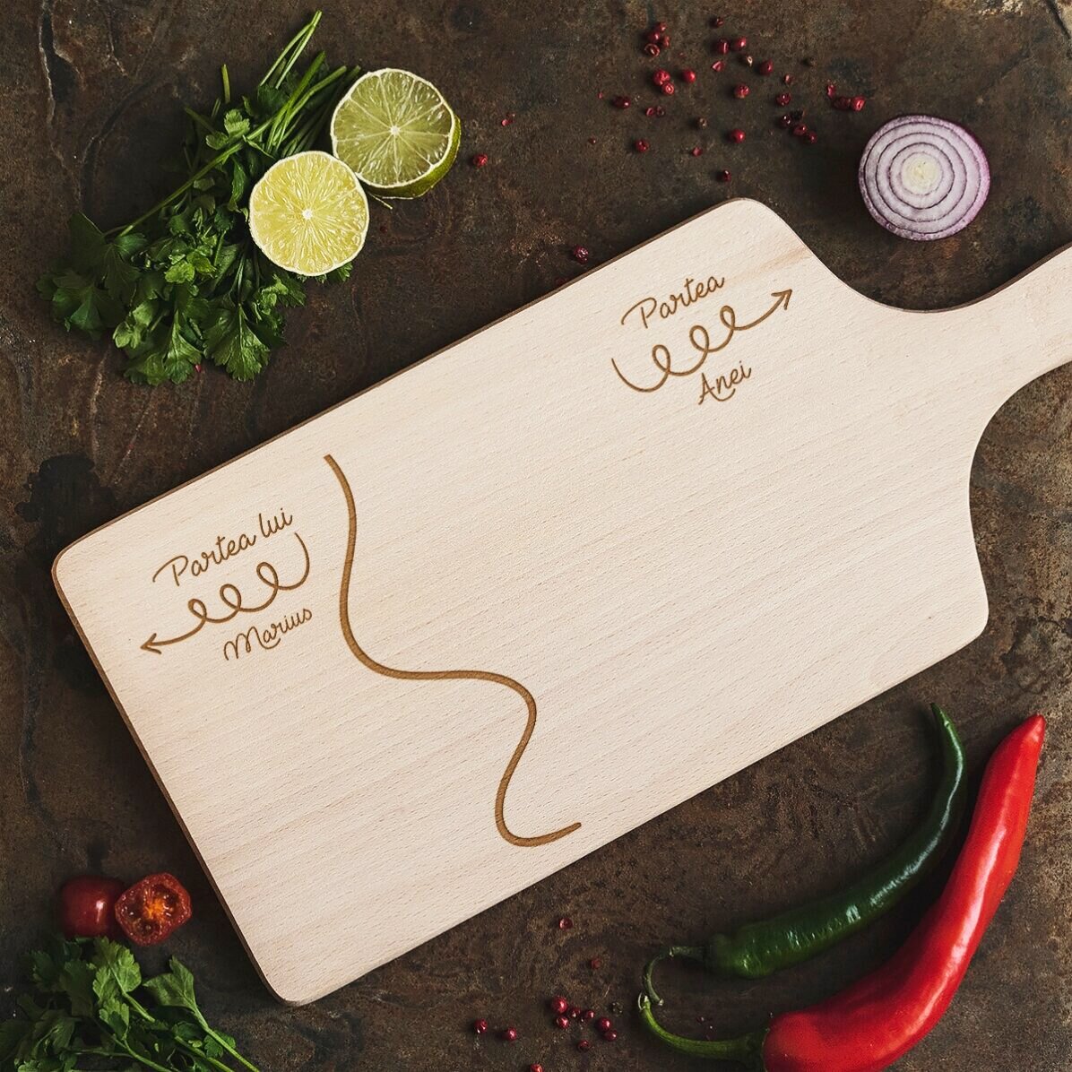 Tocător personalizat - Jumătate tu, jumătate eu