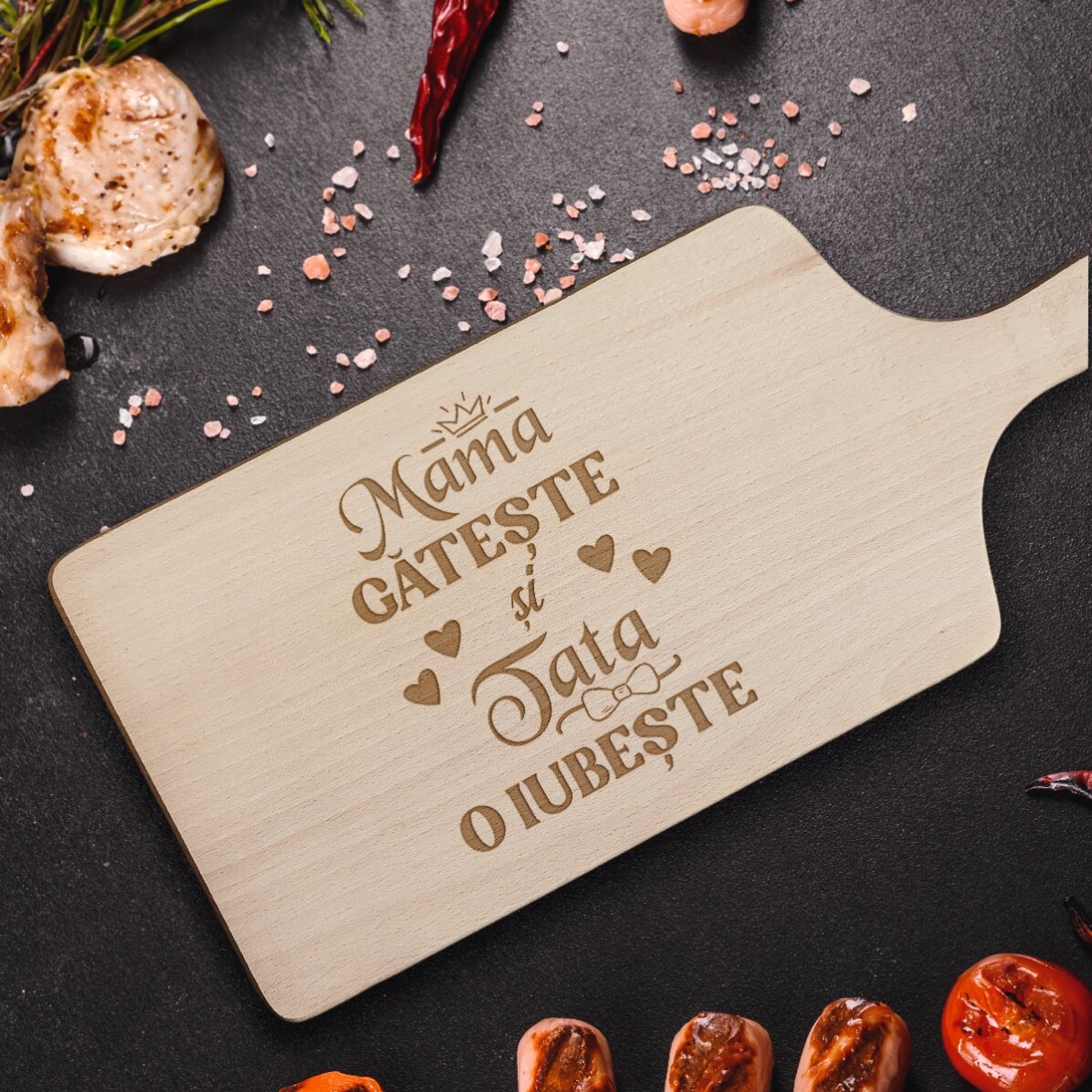 Премиум дървен чопър - Мама и татко