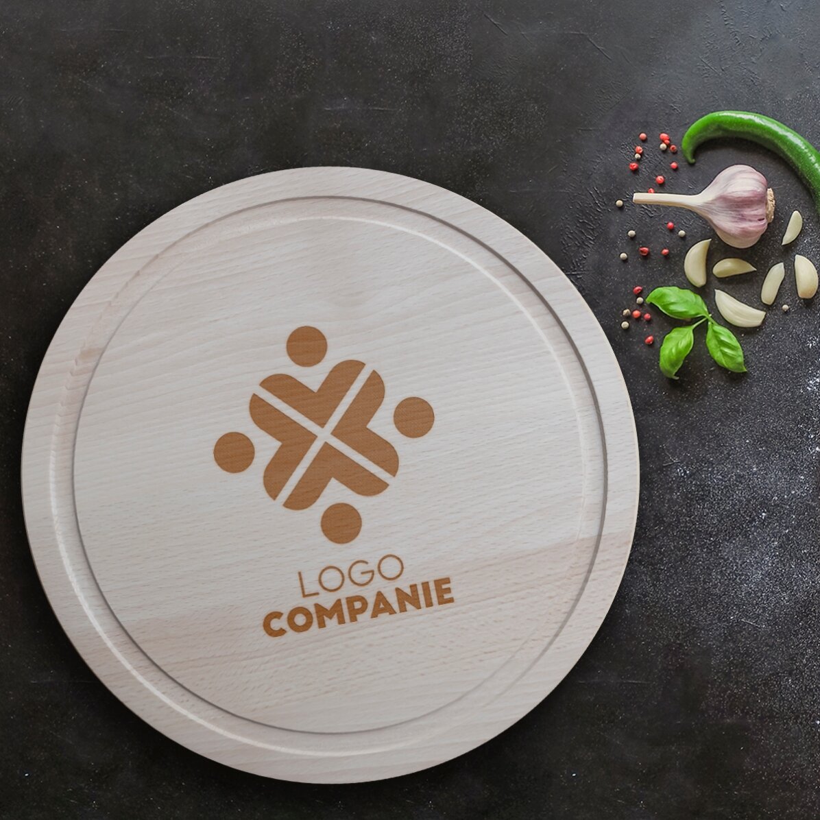 Tocător rotund personalizat cu logo