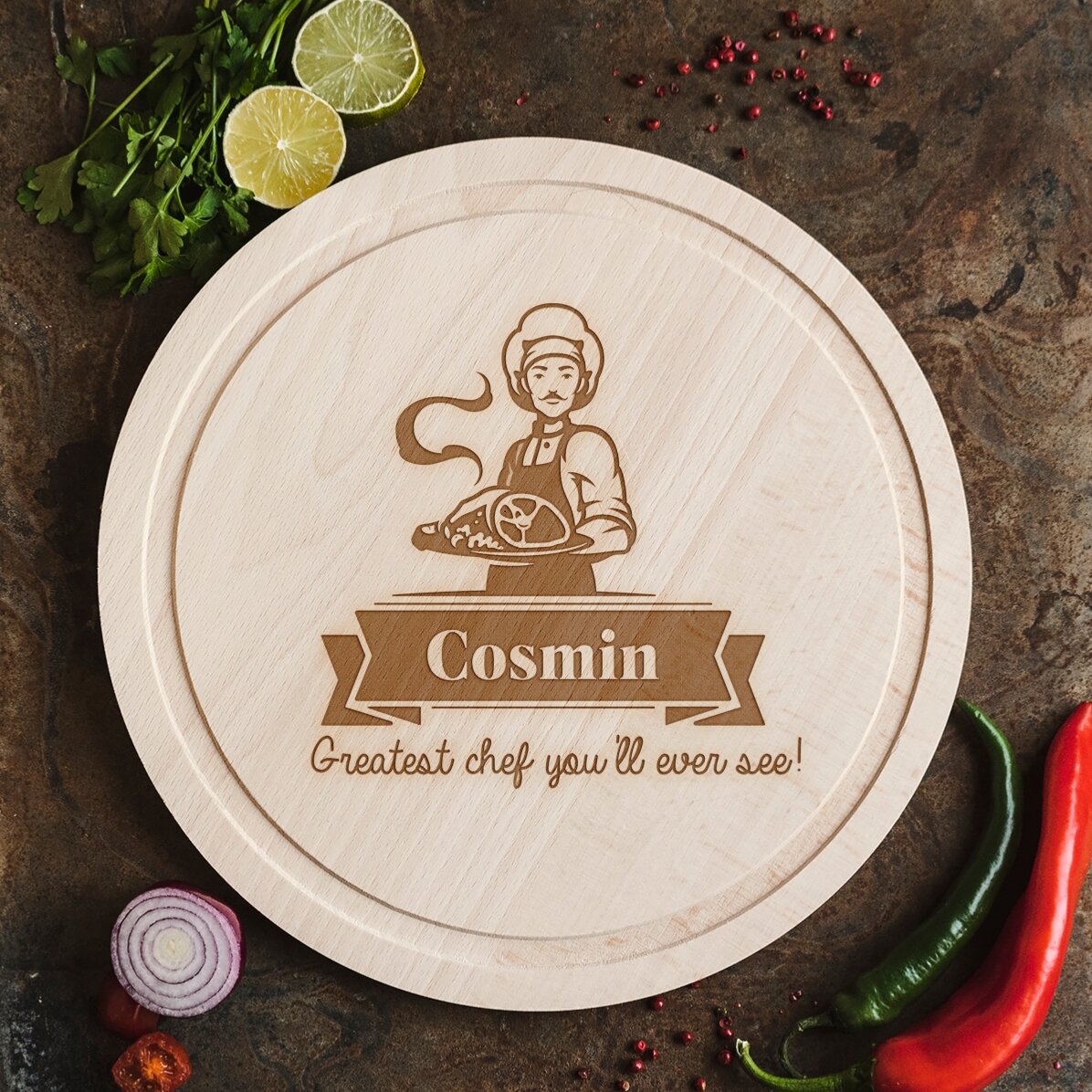 Tocător rotund personalizat - Greatest Chef