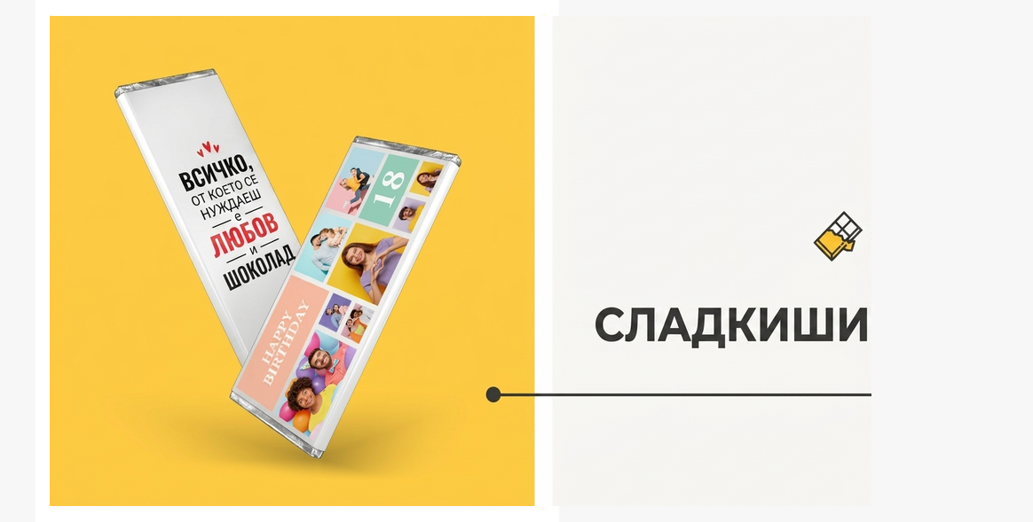 Всички персонализирани бонбони и шоколадови изделия
