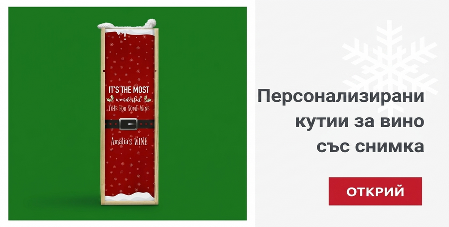 Персонализирани кутии за вино с коледна снимка