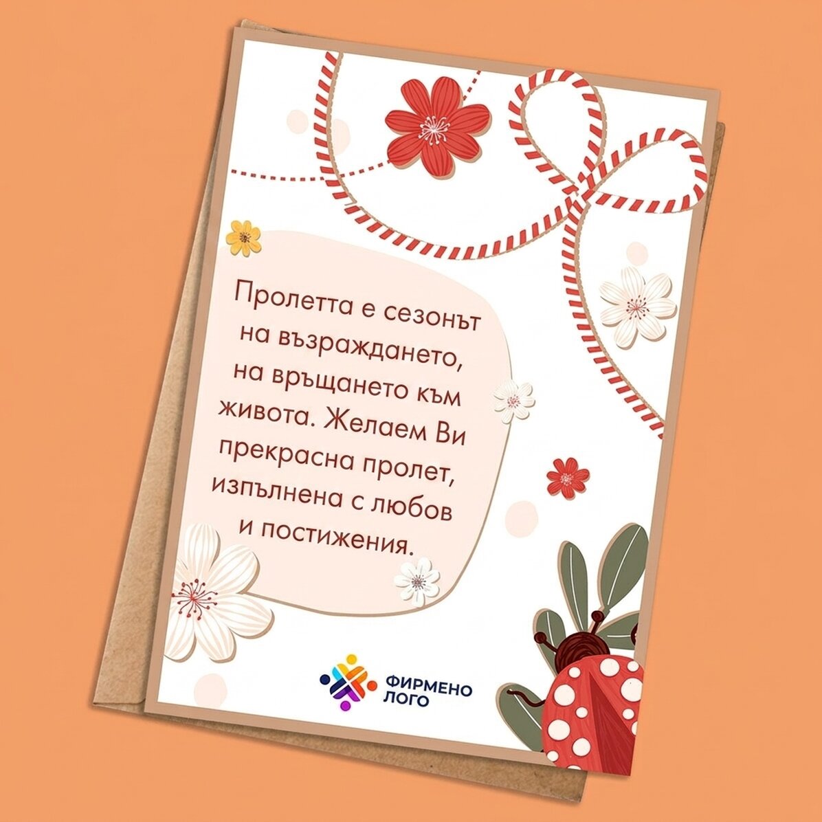 Персонализирана картичка с текст и лого - Ladybird